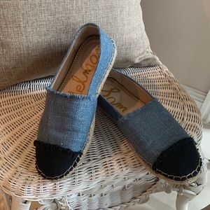 Sam Edelman Shimmer Two Tone Blue Chambray Espadrilles